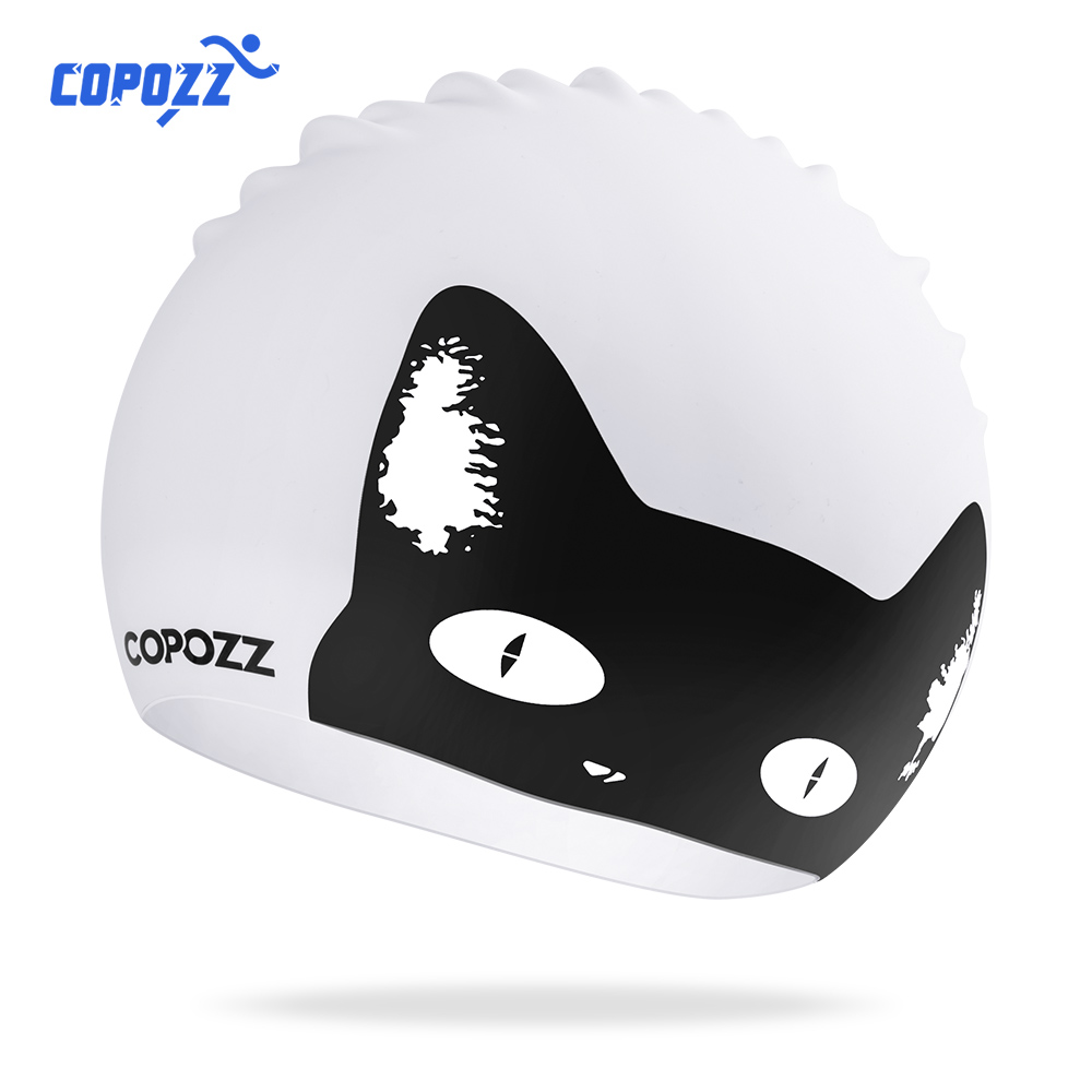 Aquatic Sports Hat - COPOZZ Waterdichte siliconen badmuts Lang haar